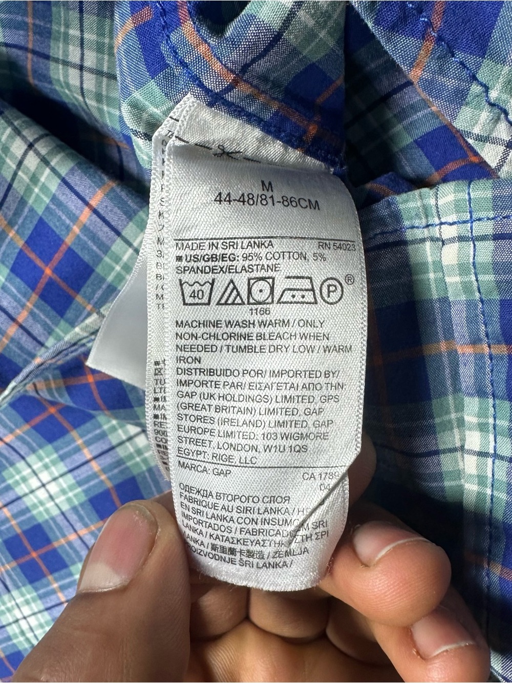 GAP Men's Medium Standard Fit Long Sleeve Plaid Button Down Shirt Blue - Picture 8 of 12